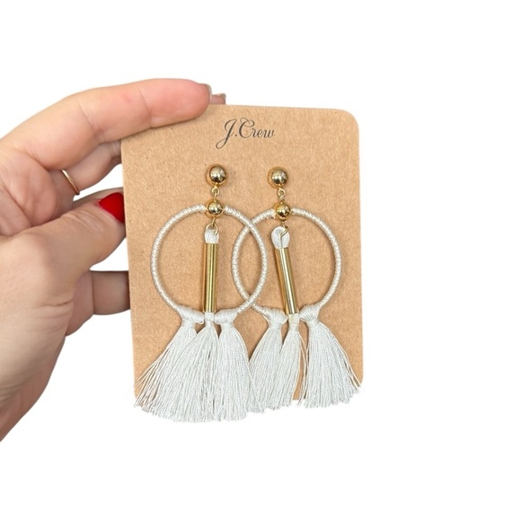 J. Crew Gold and White Tassel Earrings - Picture 3 of 7